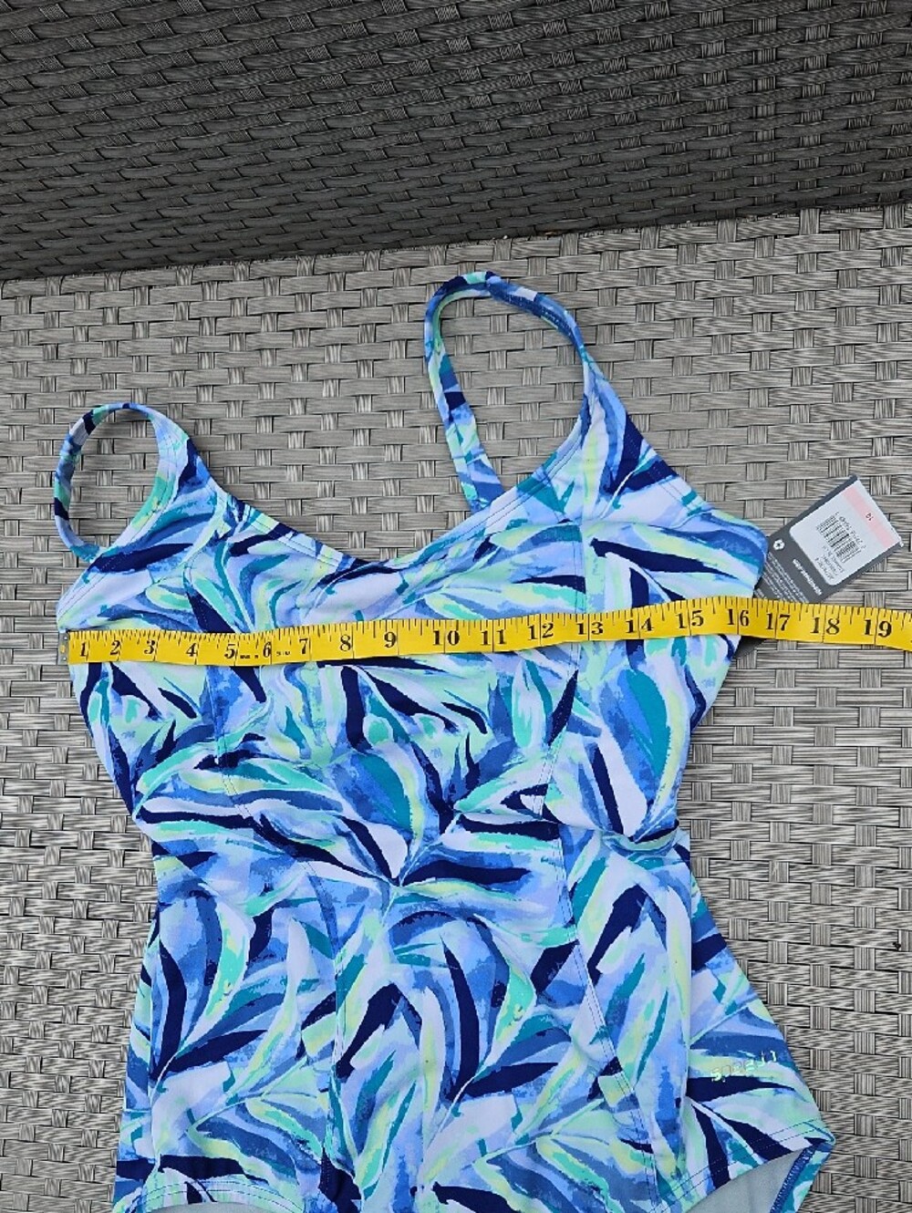 *NEW With TAGS Speedo Blue Leaf-Print One-Piece Moderate Cut Endurance Swimsuit - Picture 17 of 17